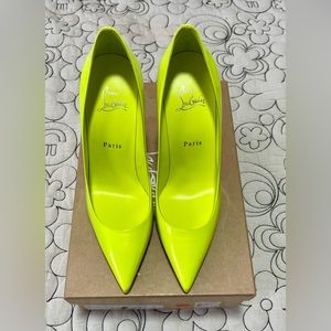 SOLD Christian Louboutin Kate 100 Fluorescent Yellow Patent Heels